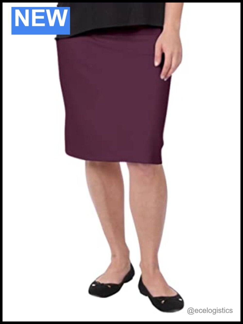 Modest Knee Length Pencil Skirt Cotton Spandex Work